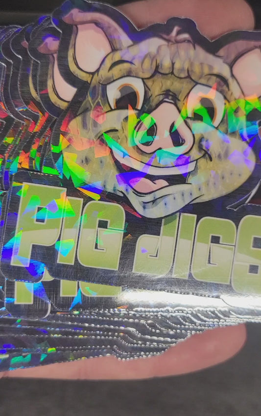 HOLOGRAPHIC PIG JIGS STICKER